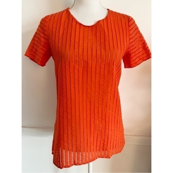 J. Crew Tops - J. Crew • Red Orange Shadow Stripe Blouse